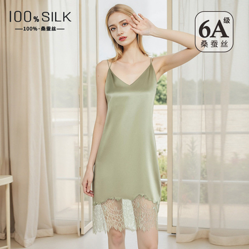 Sexy Ice Silk Slip Dress Women - Lace Dress review and price