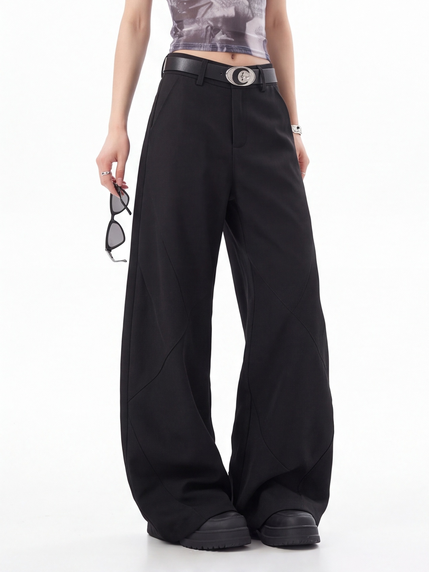 Black High Waist Trousers for  - Tailored Trouser Wide review and price
